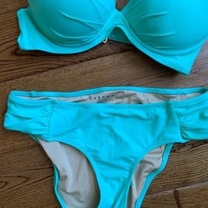 COPY - Cabana Life side ruched aqua bikini bottom